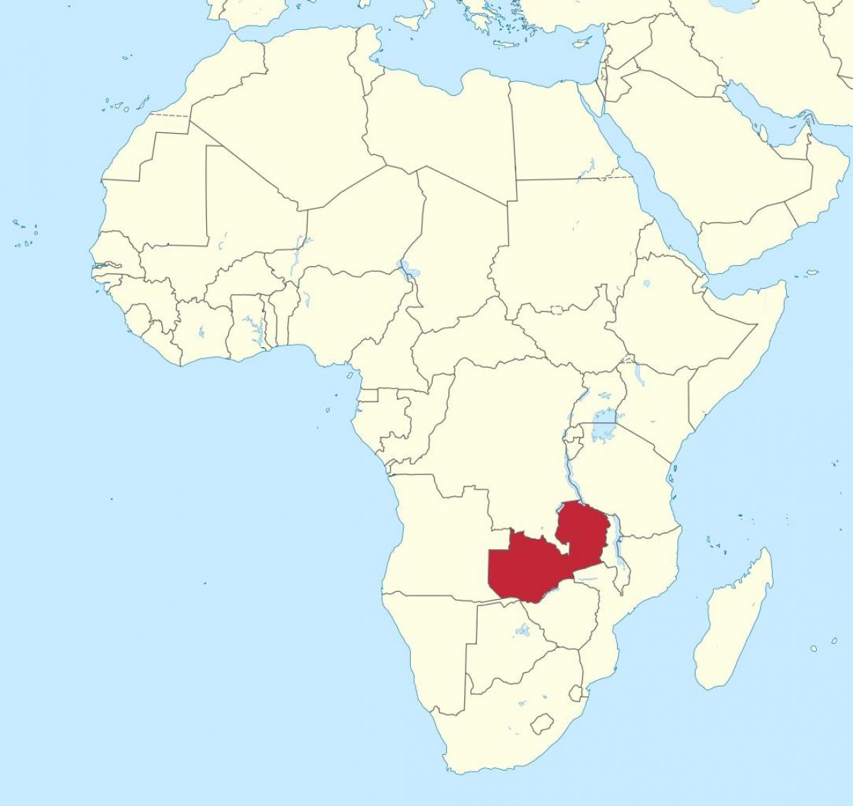 mapa afriky ukazuje Zambie