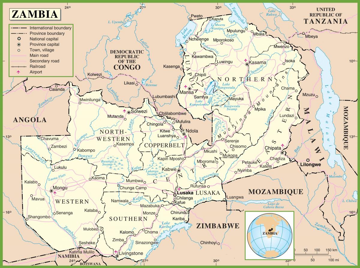 mapa Zambie