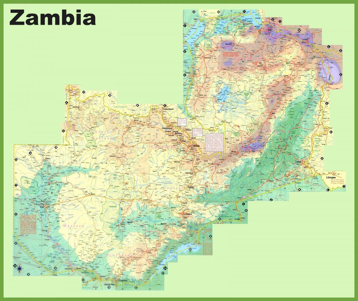 Zambie mapa hustota obyvatel