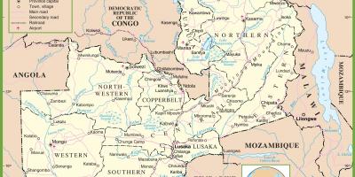 Mapa politického Zambie