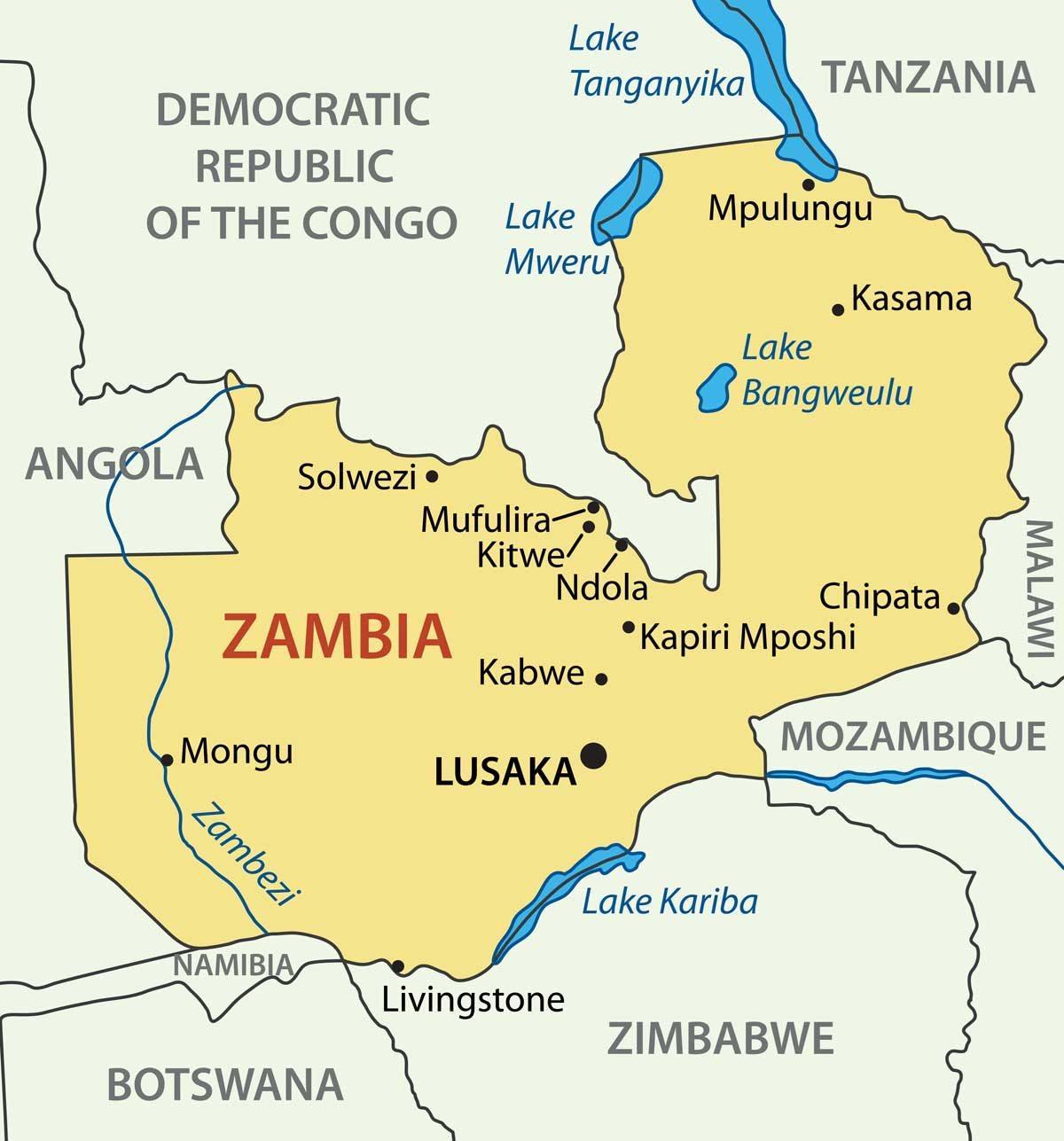Mapa kitwe Zambie