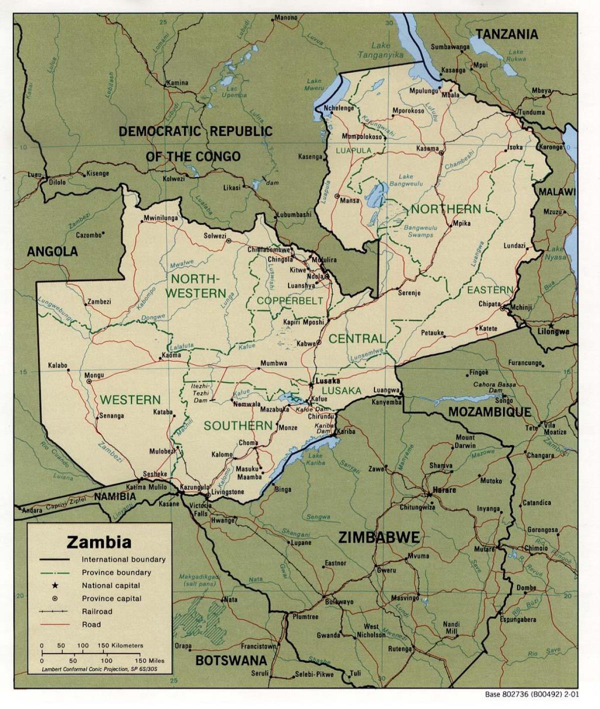 Zambie fyzikální vlastnosti mapě